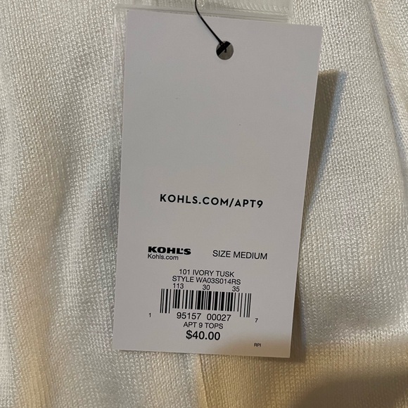 NWT Apt. 9 Cream Turtleneck Rib Tunic Sweater Size M - Picture 4 of 7